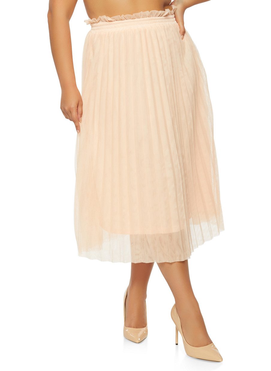 Plus Size Pleated Tulle Skirt