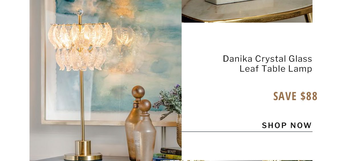 Danika Crystal Glass Leaf Table Lamp | SHOP NOW