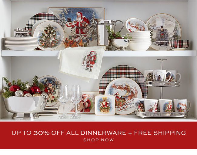 UP TO 30% OFF ALL DINNERWARE + FREE SHIPPING