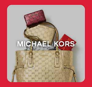 Gold and red handbags. Michael Kors.