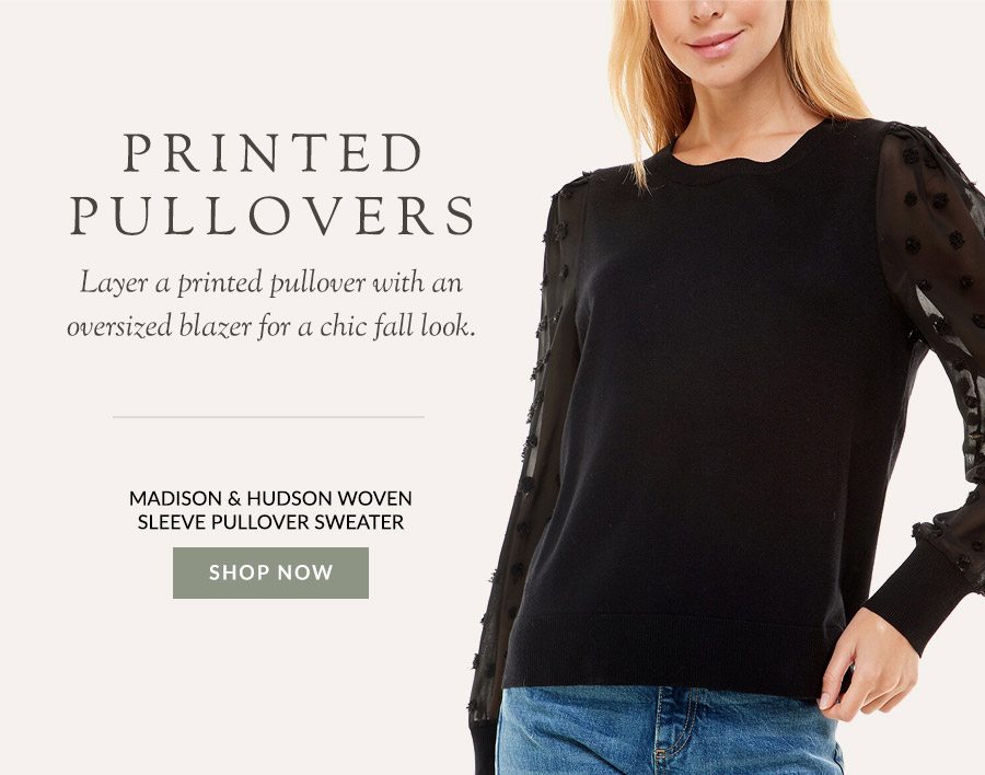 Madison & Hudson Woven Sleeve Pullover Sweater 