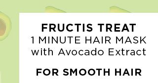 FRUCTIS TREAT 1 MINUTE HAIR MASK with Avocado Extract - FOR SMOOTH HAIR