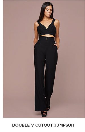 Double V Cutout Jumpsuit: