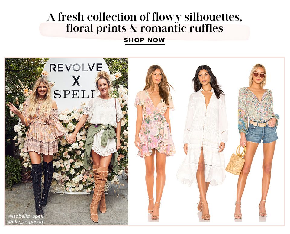 A fresh collection of flowy silhouettes, floral prints & romantic ruffles. Shop Now