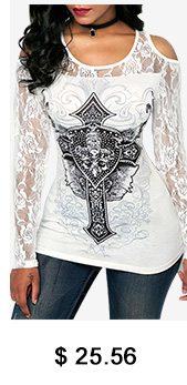 Lace Panel Printed White Cold Shoulder Blouse