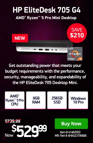 HP EliteDesk 705 G4 8GB 256GB SSD Mini PC | 41462003 | Shop Now