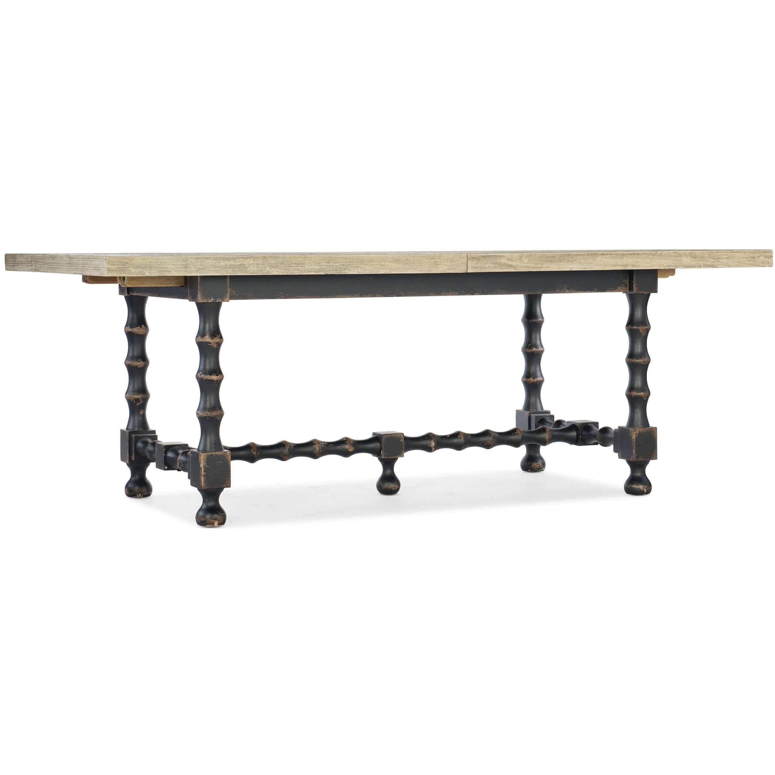 Image of Ciao Bella 84" Trestle Dining Table, Flaky White/Black Base