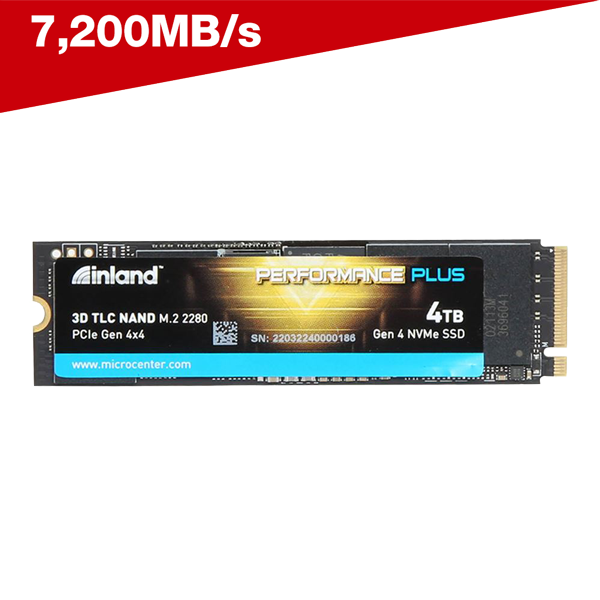 Inland Performance Plus 4TB 3D TLC NAND PCIe Gen 4 x4 NVMe M.2 Internal SSD