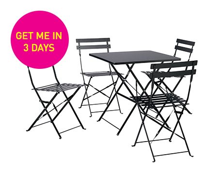 PARC Black Metal Folding Garden Set now £144.00