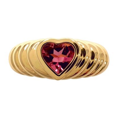 Tiffany & Co. Heart-Cut Pink Tourmaline and Gold Band Ring, 20th Century