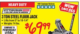  3 ton Steel Heavy Duty Floor Jack with Rapid Pump® 