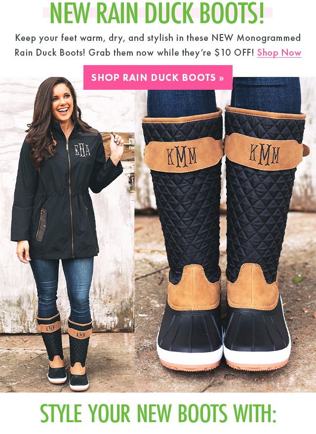 monogrammed duck rain boots