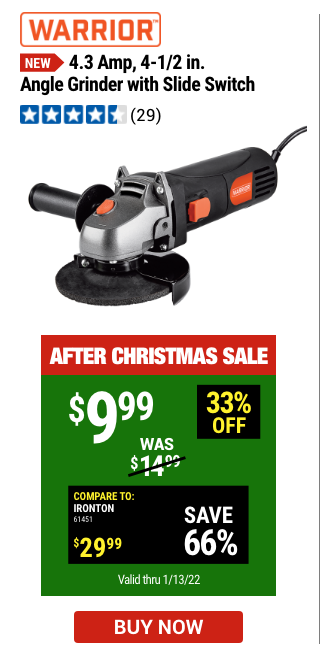 Warrior: 4.3 Amp, 4-1/2 in. Angle Grinder with Slide Switch