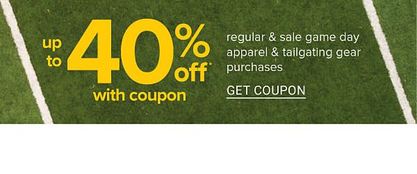 Up to 40% off with Coupon Regular & Sale Game Day Apparel & Tailgating Gear Purchases - Get Coupon