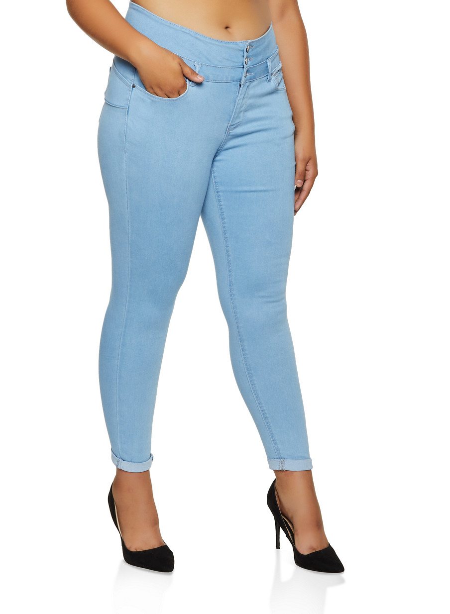 Plus Size WAX 3 Button Roll Cuff Jeans