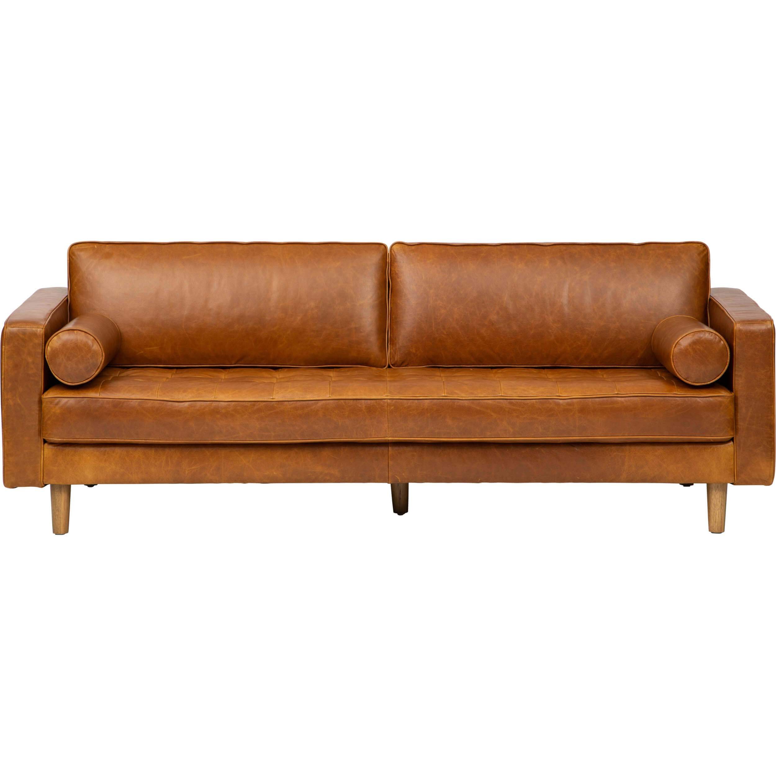 Image of Adler Leather Sofa, Oil Buffalo Camel