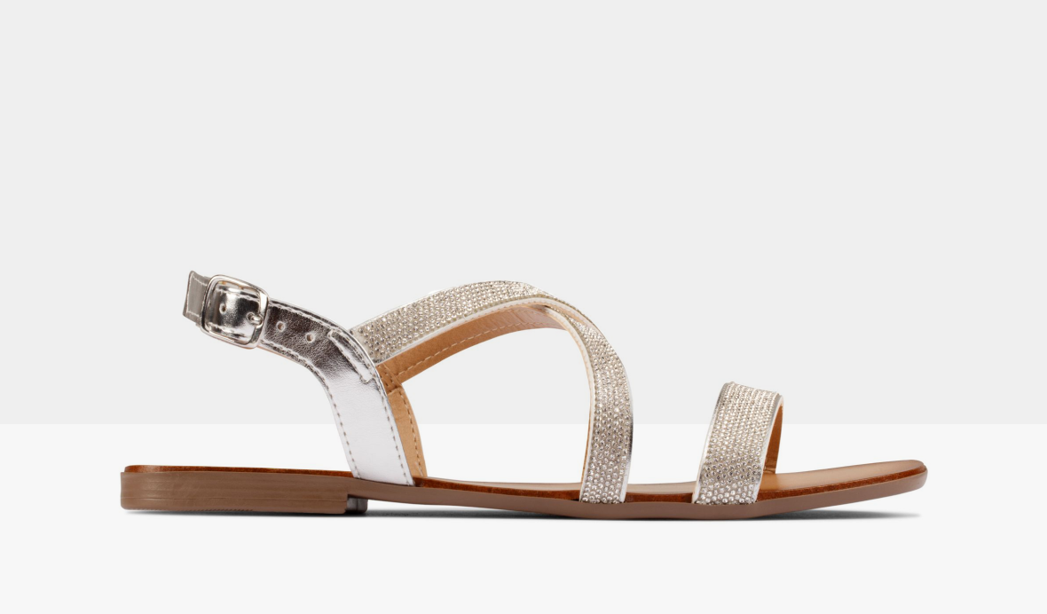 side image of flat sandal Latreece Ray in silver links to product page