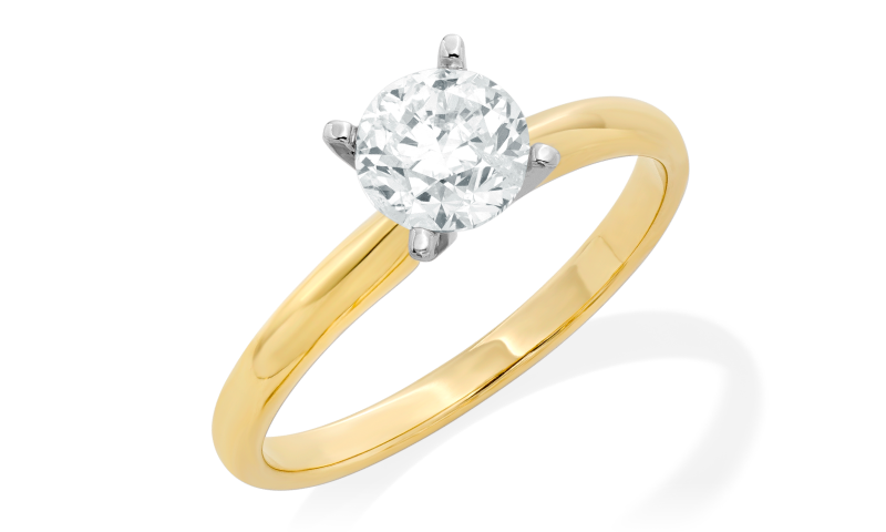 Diamond Solitaire Ring 1 carat Round-cut 14K Yellow Gold (J/I2