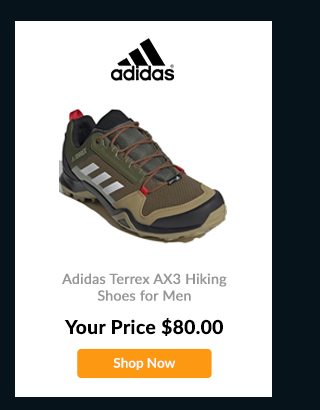 Adidas Terrex AX3 Hiking Shoes for Men Wild Pine/Crystal White/Vivid Red