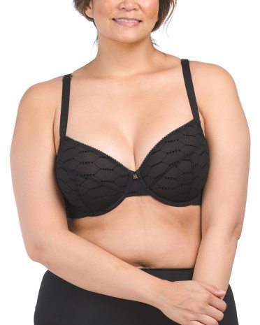 Full Figure Flocked Logo Unlined Bra