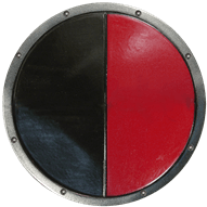 Red and Black Ready For Battle Round LARP Shield