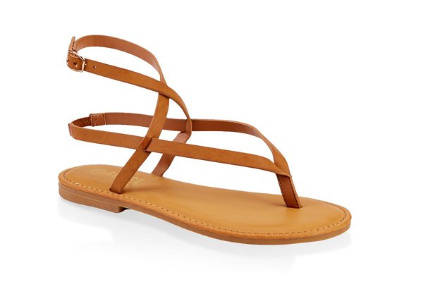 Cross Ankle Strap Slingback Thong Sandals