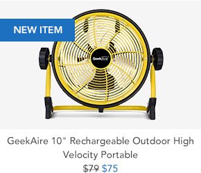 Shop GeekAire 10 Rechargeable Outdoor High Velocity Portable Fan