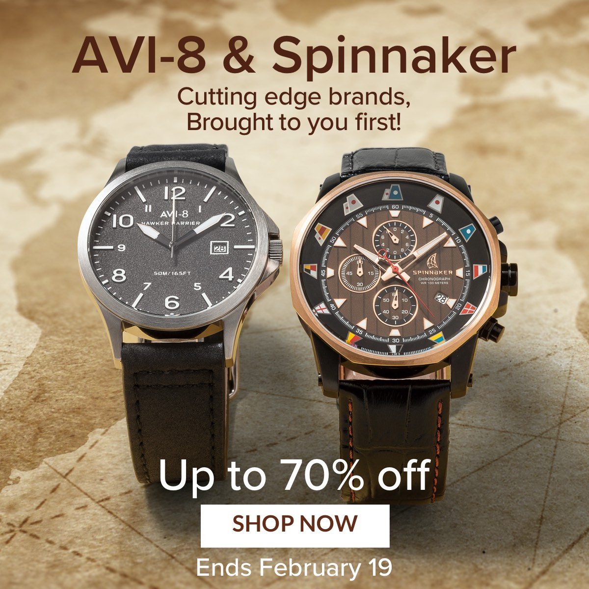 AVI-8 & Spinnaker Cutting edge brands, Brought to you first! Save up to 70%! Ends February 19