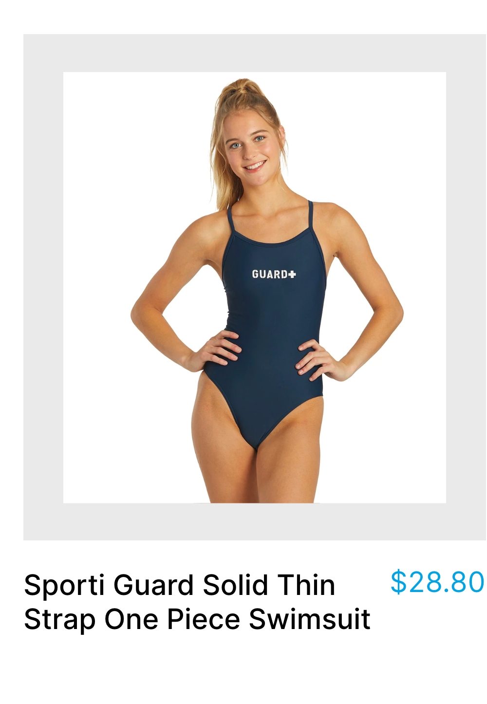 Sporti Guard Solid Thin Strap One Piece Swimsuit