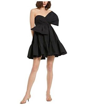 Strapless Faille Twist Bow Mini Dress