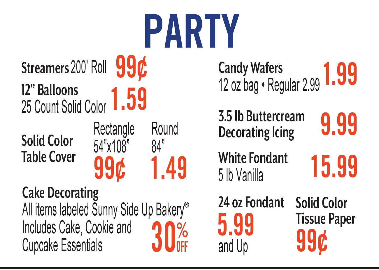 Select Categories of Party on Sale