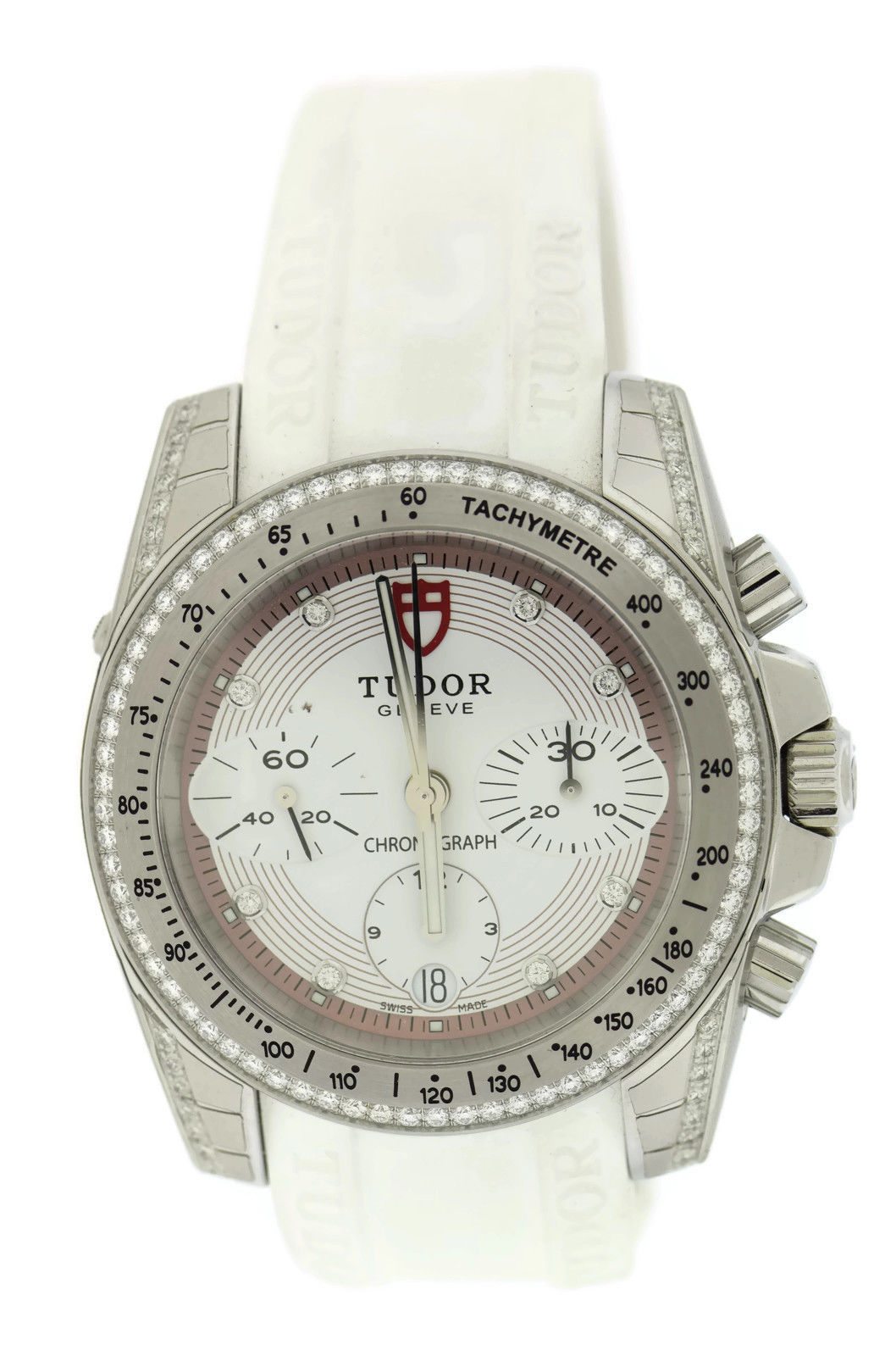 Image of Tudor Diamond Chronograph 20310 Stainless Steel & Rubber 41mm Watch 