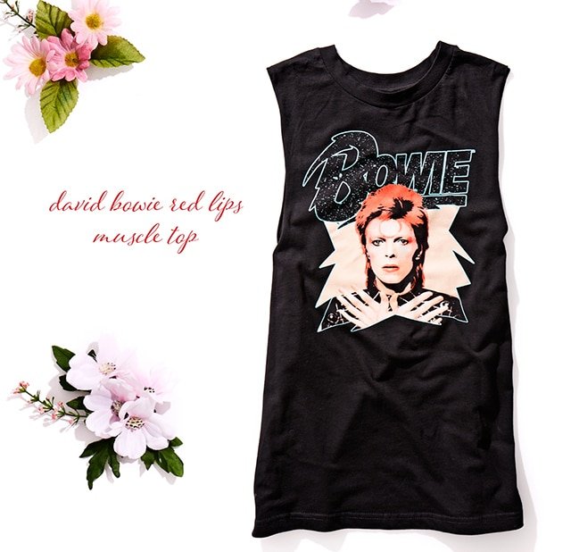 David Bowie Red Lips Muscle Top