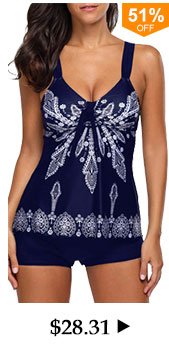 Black Patchwork Printed Open Back Tankini Set