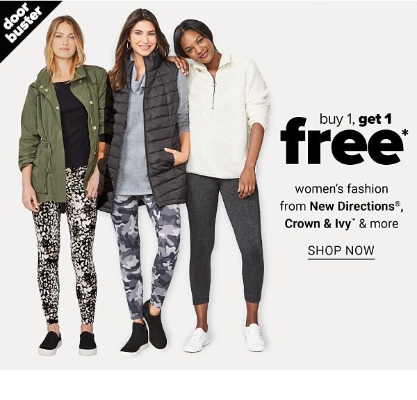 Buy 1, Get 1 FREE Women's Fashion from New Directions, Crown & Ivy and more - Shop Now