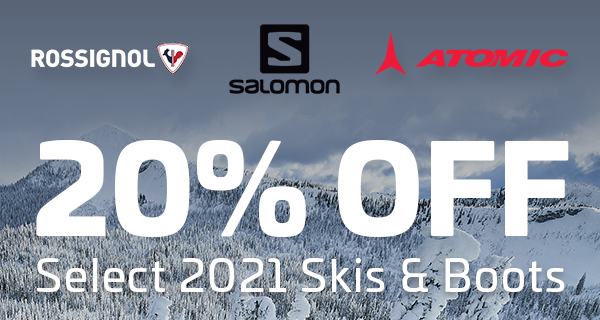 20% OFF SELECT 2021 SKIS & BOOTS - BANNER