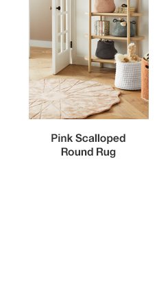 Pink Scalloped Round Rug