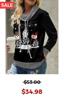 Black Patchwork Snowman Print Christmas Cowl Neck Sweatshirt