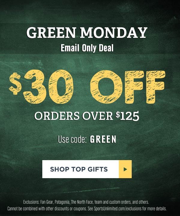Green Monday - $30 Off your order over $125 (excl. apply) Use Code: GREEN >
