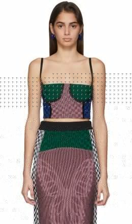Paolina Russo - SSENSE Exclusive Pink & Green Illusion Knit Cropped Bustier Tank Top