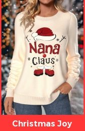 Christmas Raw White Long Sleeve Round Neck Sweatshirt