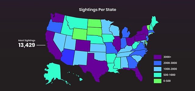 Sightings per state