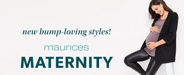 New bump-loving styles! maurices maternity. Model wearing maurices clothing.