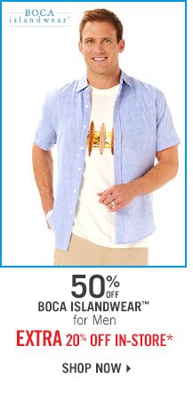50% Off Boca Islandwear for Men - Extra 20% Off In-Store*