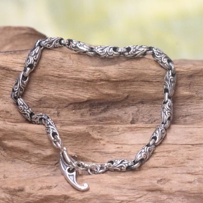 Image of Sterling silver link bracelet, 'To Flourish'