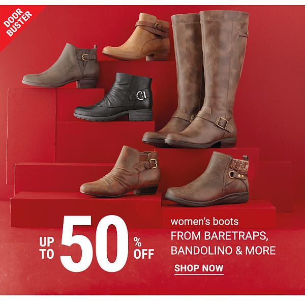 Doorbusters - Up to 50% off women's boots from Baretraps, Bandolino & more. Shop Now.