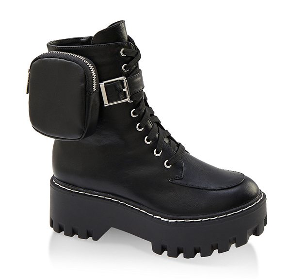 Zip Pocket Platform Combat Boots