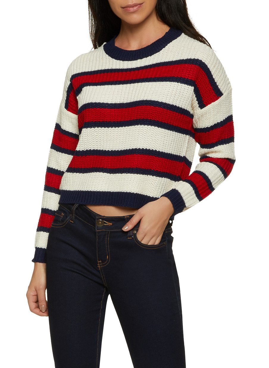 Striped Knit Long Sleeve Sweater