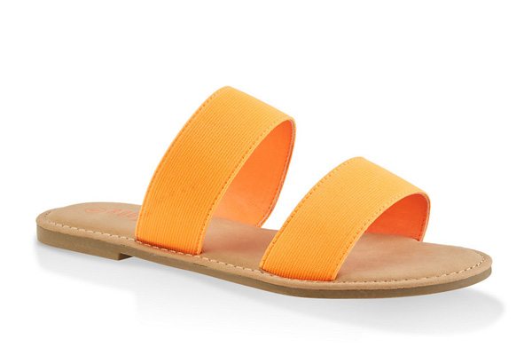 Elastic Two Band Slide Sandals