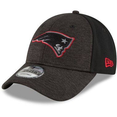 New England Patriots New Era Shaded Front 9FORTY Adjustable Hat - Heathered Black